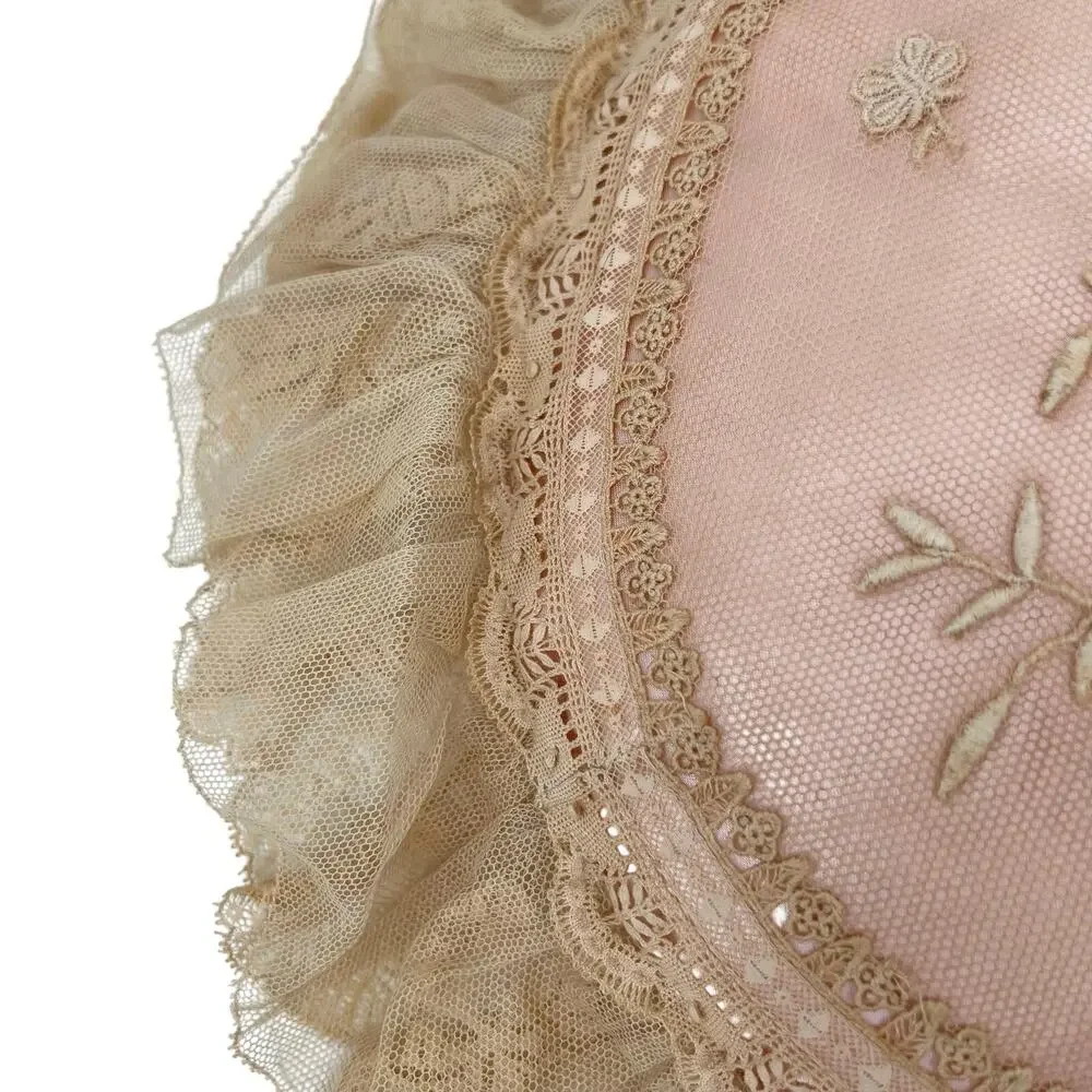 vintage French country Victorian lace detailed embroidery ruffled edges pillows